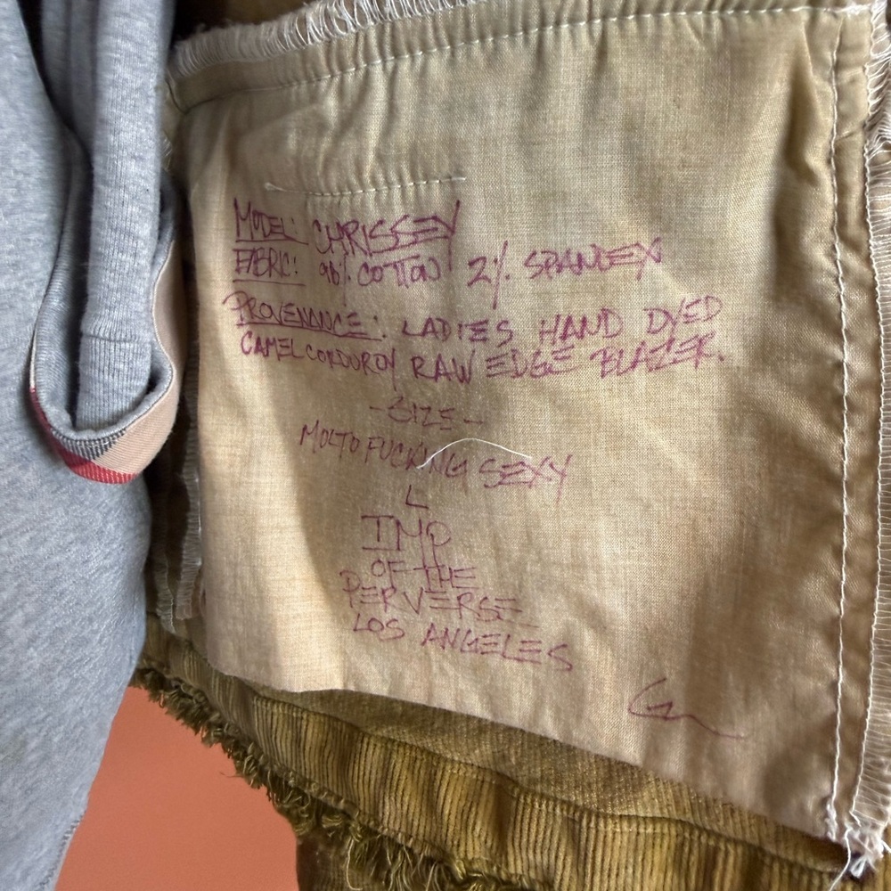 Women's Olive Green Corduroy Frayed-Edge Blazer - Picture 3 of 3